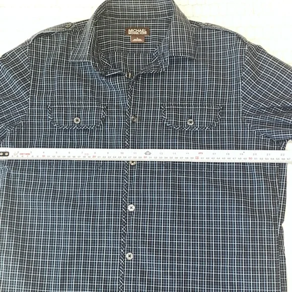 MICHAEL KORS plaid long sleeves Dress Shirt Men Large - Picture 9 of 13